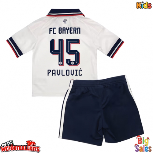 Bayern Munich Aleksandar Pavlovic #45 Replica Away Stadium Kit for Kids 2026-27 Short Sleeve (+ pants)